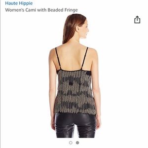 Haute Hippie Womens Cami with Beaded Fringe